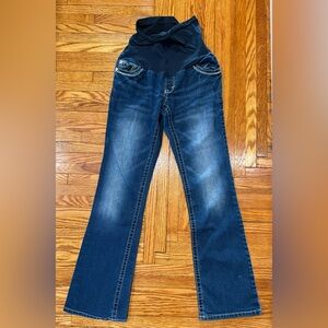 Wallflower Denim Women’s Dark Blue Maternity Jeans - Stretch Waistband size Smal